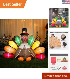 Pavo inflable iluminado con LED de acción de gracias de 5 pies de altura con colorido soplado de cola... - Imagen 1 de 7