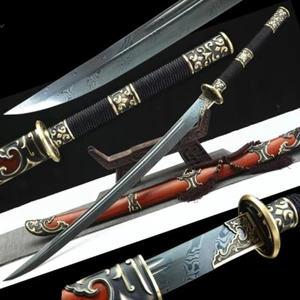 Rare Broadsword Saber Dao Sword Forged Sharp Damascus Steel Blade Battle Ready - Picture 1 of 16