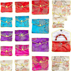 15 Pcs 3 Sizes Jewelry Silk Purse Gift Pouches, 5 Assorted Colors Embroidery Dam