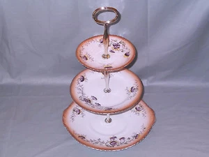 Vintage Melba China 3-Tier Hostess Cake Plate Stand Patt. 1939 - Picture 1 of 2