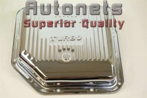 Chrome Steel Turbo TH 350 Chevy Transmission Pan Finned Hot Rat Rod Stock Depth - Foto 1 di 1