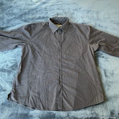 JHane Barnes Long Sleeve Gray Striped Button Up Collar Slim Fit Shirt 2XL - Image 1 of 4