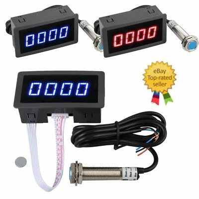 EEEKIT 1PC 4 Digital LED Tachometer RPM Speed Meter + Hall Proximity Switch Sensor NPN