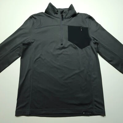 Suéter Obermeyer Aspen Colorado Para Hombres Gris Medio 1/4 Cremallera Cuello Simulado Agujeros para Pulgar Foto 1 de 4