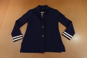 J Crew Womens Size XS Navy Blue 100% Wool Two Button Sweater Blazer New *Flaw - Picture 1 of 11
