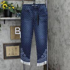 DG2 by Diane Gilman Womens Fringe Polka Dot Paisley Embroidered Jeans Blue 2
