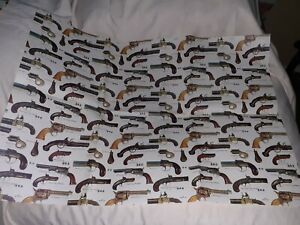    2 pages of Rare Vintage Hallmark Antique Guns Wrapping Paper  Two Pagee