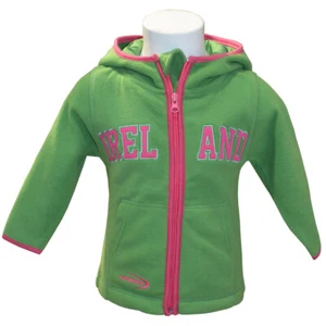 Irish Kids Boys Girls Fleece Zip Hoodie Green and Pink Ireland. - Picture 1 of 4