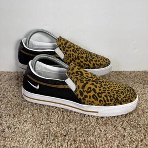 Nike Court Legacy Slip On Shoes Womens Size 8 Sneakers DJ5938-001 Leopard Animal - Picture 1 of 16
