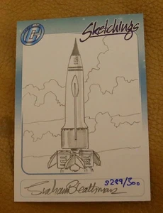 THUNDERBIRDS SKETCH ORIGINAL HAND DRAWN HAND SIGNED BLEATHMAN LIMITED ED CARD - Foto 1 di 2
