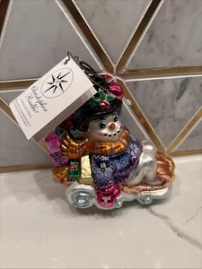 Christopher Radko signed by Steve Benton 2002 Ornament - Snowman on Sled New - Picture 1 of 8