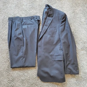 Jos. A. Traje de LANA Bank SUPER 150 para hombre 46 L 37x31 gris dos piezas a rayas  - Imagen 1 de 15