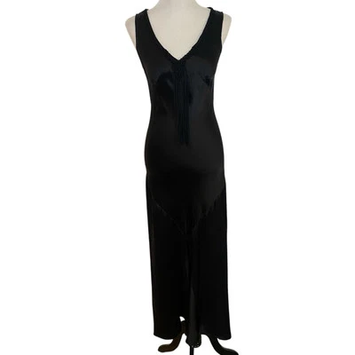 Max Studio Specialty Products Silk Slip Dress Sz Med Maxi Black Long Nightgown - Image 1 of 4