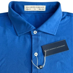 Holderness & Bourne The Scott Men’s Golf Polo Shirt Oxford Blue Tailored Fit - Picture 1 of 10