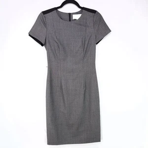 Boss Hugo Boss Dirusa Sheath Dress 2 Gray Virgin Wool Double Sleeve Hem Classic - Picture 1 of 15