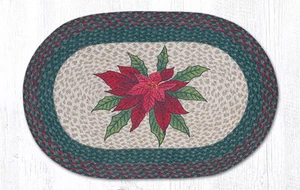 Braided Jute Stenciled Print Oval Area Rug. Earth Rugs. POINSETTIA - Imagen 1 de 1