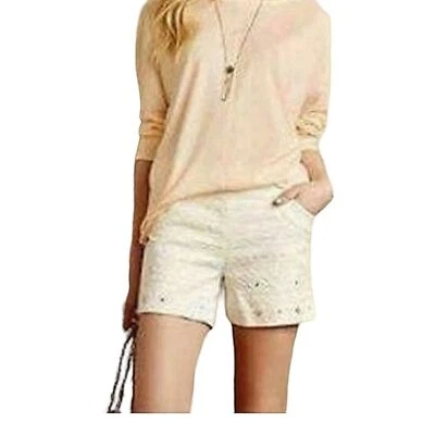 Anthropologie Elevenses ivory white textured shorts with sequins size 2 - Image 1 of 4