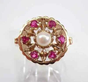 1.80Ct Round Cut White Pearl Flower Women's Wedding Ring 14K Yellow Gold Plated - Picture 1 of 9