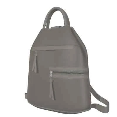 Shopper Freizeit Rucksack Hand Tasche 2in1 Echt Veganes Leder 30606 Grau - Bild 1 von 4