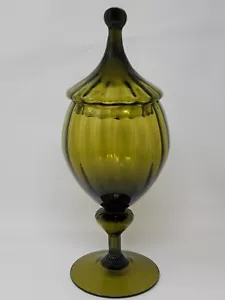 Barattolo caramelle vintage verde oliva Empoli con coperchio - Foto 1 di 12