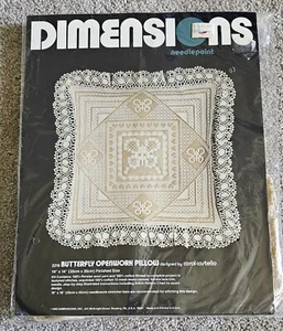 Dinensions Needlepoint 2218 Butterfly Openwork Pillow 1982 - Picture 1 of 2