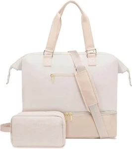Weekender Overnight Bag for Women: Large Travel Duffle Bag with Shoe Compartment - Picture 1 of 8
