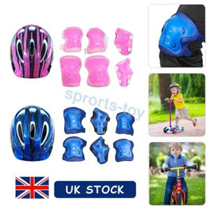7PC Kids Skate Helmet Knee Pads Elbow Safety Cycling Boys Girls Protector Gear - Picture 1 of 14