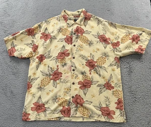 Tommy Bahama Hawaiian Shirt Men Large 100% Silk Pineapple Floral All Over Print - Picture 1 of 9