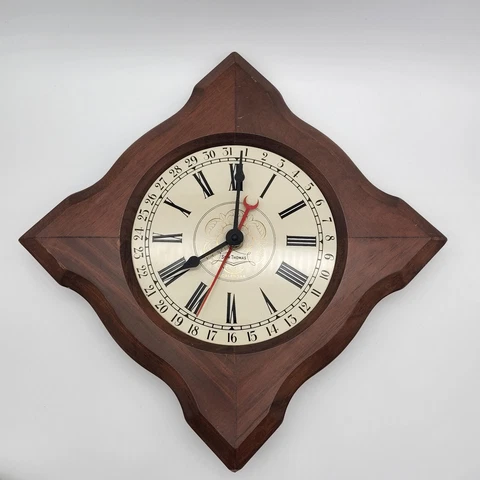 VTG Seth Thomas Epicure Wall Clock Calendar Diamond Shaped Wood "Needs Repairs" Cover