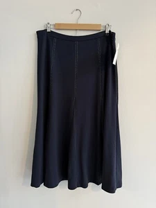 NEW Emma James Blue Embroidered Midi Skirt In Nautical Twist Pattern Women’s L - Picture 1 of 8