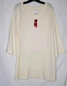 Avenue Tunika Pullover Collection Damen Plus 22/24 Langarm Off White Neu mit Etikett - Bild 1 von 4