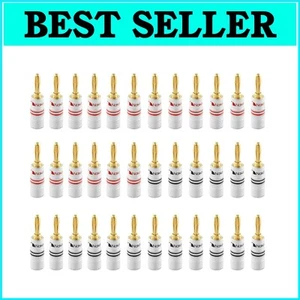 Copper Core 24k Gold Plated Banana Plugs - 12-18 AWG Speaker Wire Connector Set - Picture 1 of 11