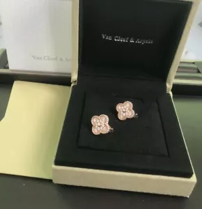Van Cleef & Arpels Vintage Alhambra Earrings Diamond 18K Rose Gold - Picture 1 of 5
