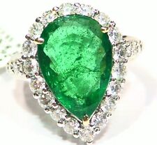 9.75CT 18K Gold Natural Emerald Halo Diamond Vintage Jewelry Engagement Ring 