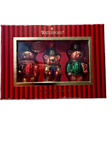 Waterford 3 Teddybären Glas Weihnachtsschmuck Feiertage Erbstücke 2007 - Bild 1 von 6