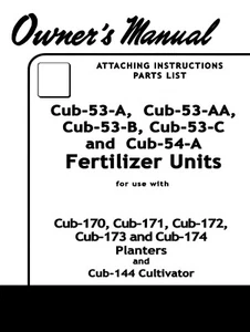 IH International & Farmall Cub 53-A 53-C Fertilizer Side Dresser Owner's Manual - Picture 1 of 15