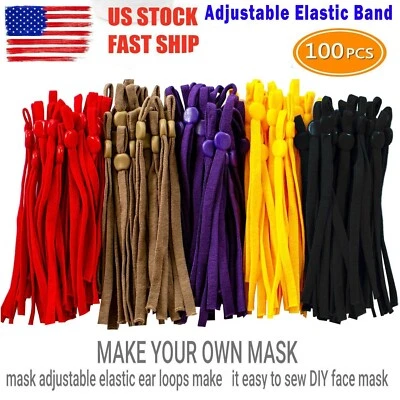 100 Unidades Bandas Elásticas de Costura Correa de Cordón Lazo con Hebilla Ajustable para Máscara Hágalo Usted Mismo Foto 1 de 4