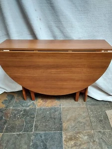 Vintage Retro Teak Veneer Wood Folding Dining Table By Schreiber - Picture 1 of 10