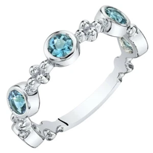 London Blue Topaz Stackable Ring in Sterling Silver, 0.65 Carats - Picture 1 of 6