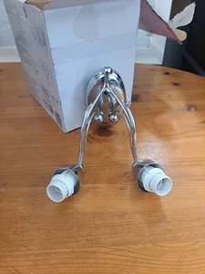 GOODHOME TRIVIA DOUBLE WALL LIGHTS SILVER METAL & WHITE GLASS SHADES E14 - Picture 1 of 5