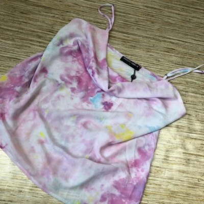 2357 Endless Summer Maya top Pink Tie Dye Spaghetti Strap Drape Neck sz XS - Изображение 1 из 3