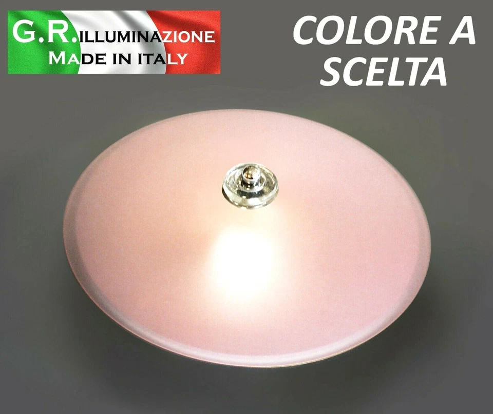 PLAFONIERA MODERNA IN VETRO ROSA 2 LUCI D40 LAMPADARIO CUCINA BAGNO Mina Cromo - Immagine 1 di 3