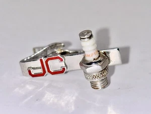 Vintage Silver Tone 3D Champion Sparkplug Spark Plug Tie Clip Bar Monogrammed. - Picture 1 of 5