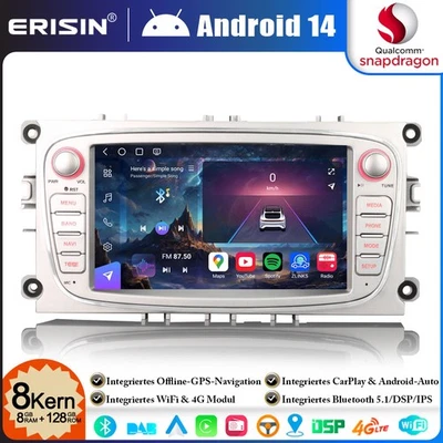 128GB 8-Kern DAB+ Android 14 Autoradio GPS Navi Ford Mondeo Focus Galaxy S/C-Max - Bild 1 von 4