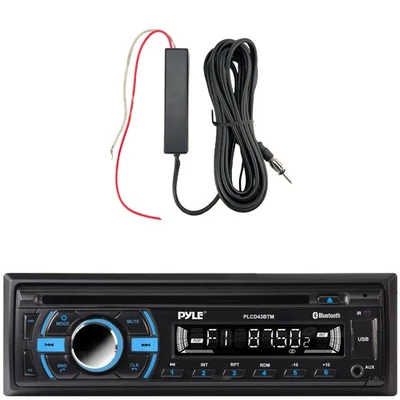 Pyle PLCD43BTM Single DIN Head Unit In-Dash Receiver, 12V Amplifier Booster Kit - Image 1 of 3