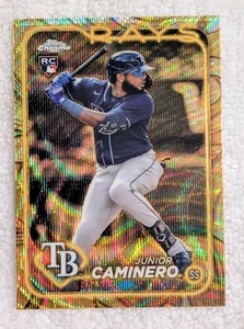 2024 🔥Junior Caminero🔥🪙Gold Wave Ref🪙Topps Chrome Gilded🔥 66/75🔥 - Picture 1 of 7