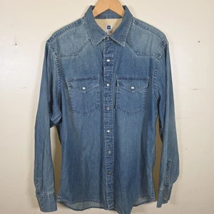 Vintage Gap Langarm Jeans wie Freizeithemd mit Knopfleiste Herren Größe L 2000 - Bild 1 von 7