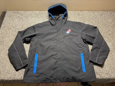 Domino's Pizza Employee Jacket Mens Large Black Full Zip Hooded Windbreaker - Image 1 of 4