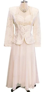 VTG 80 NAH NAH COLLECTION PEARL BEADED BROCADE JACKET FLOOR LENGTH SKIRT  LGE SZ - Picture 1 of 11