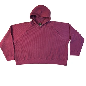 The North Face Chabot Waffle Hoodie Women's XL Crop Boxy Relaxed Purple - Picture 1 of 10